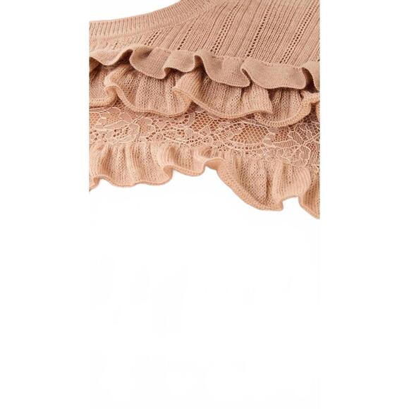 NEW ULLA JOHNSON salima short sleeve knit top in camel mela - Picture 5 of 5